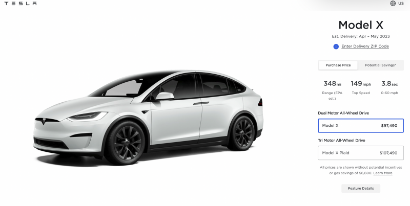 Model X入門車款的售價為97,490美金,折合台幣約298.9萬元。