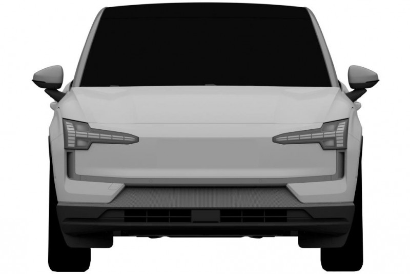 車頭呈現出洗鍊姿態，頭燈的設計與EX90如出一徹。