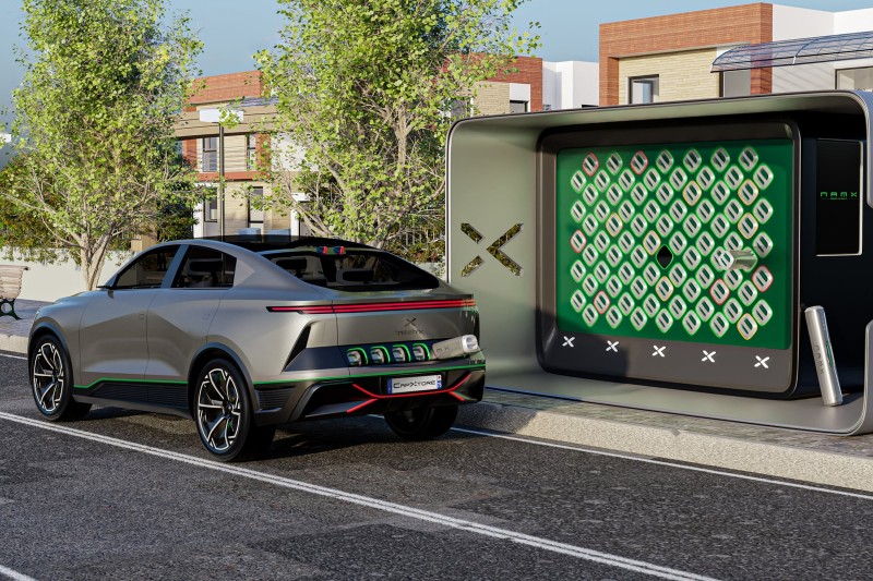 跟電動汽車的概念類似,採用換氫氣罐的想法相當前衛。