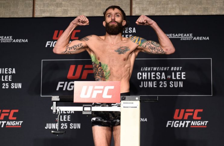 UFCファイトナイト・オクラホマシティ:公式計量に登場したマイケル・キエーザ【オクラホマ州・アメリカ/2017年6月24日(Photo by Brandon Magnus/Zuffa LLC/Zuffa LLC via Getty Images)】