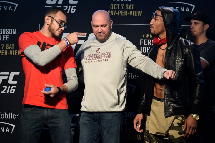 UFC 216:トニー・ファーガソンとケビン・リー【2017年10月4日、アメリカ・ネバダ州ラスベガス(Photo by Brandon Magnus/Zuffa LLC/Zuffa LLC via Getty Images)】