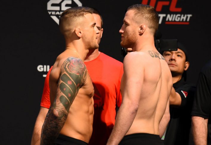 UFCファイトナイト・アリゾナ:フェイスオフに臨んだダスティン・ポワリエとジャスティン・ゲイジー【アメリカ・アリゾナ州グレンデール/2018年4月13日(Photo by Josh Hedges/Zuffa LLC/Zuffa LLC via Getty Images)】