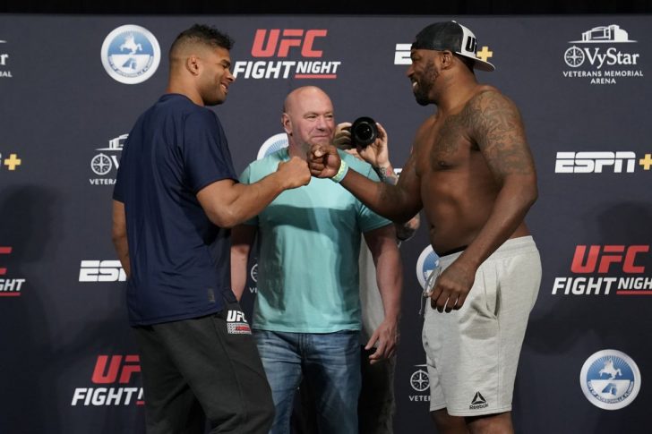 UFCファイトナイト・フロリダ:公式計量後のフェイスオフに臨んだアリスター・オーフレイムとウォルト・ハリス【アメリカ・フロリダ州ジャクソンビル/2020年5月15日(Photo by Cooper Neill/Zuffa LLC via Getty Images)】