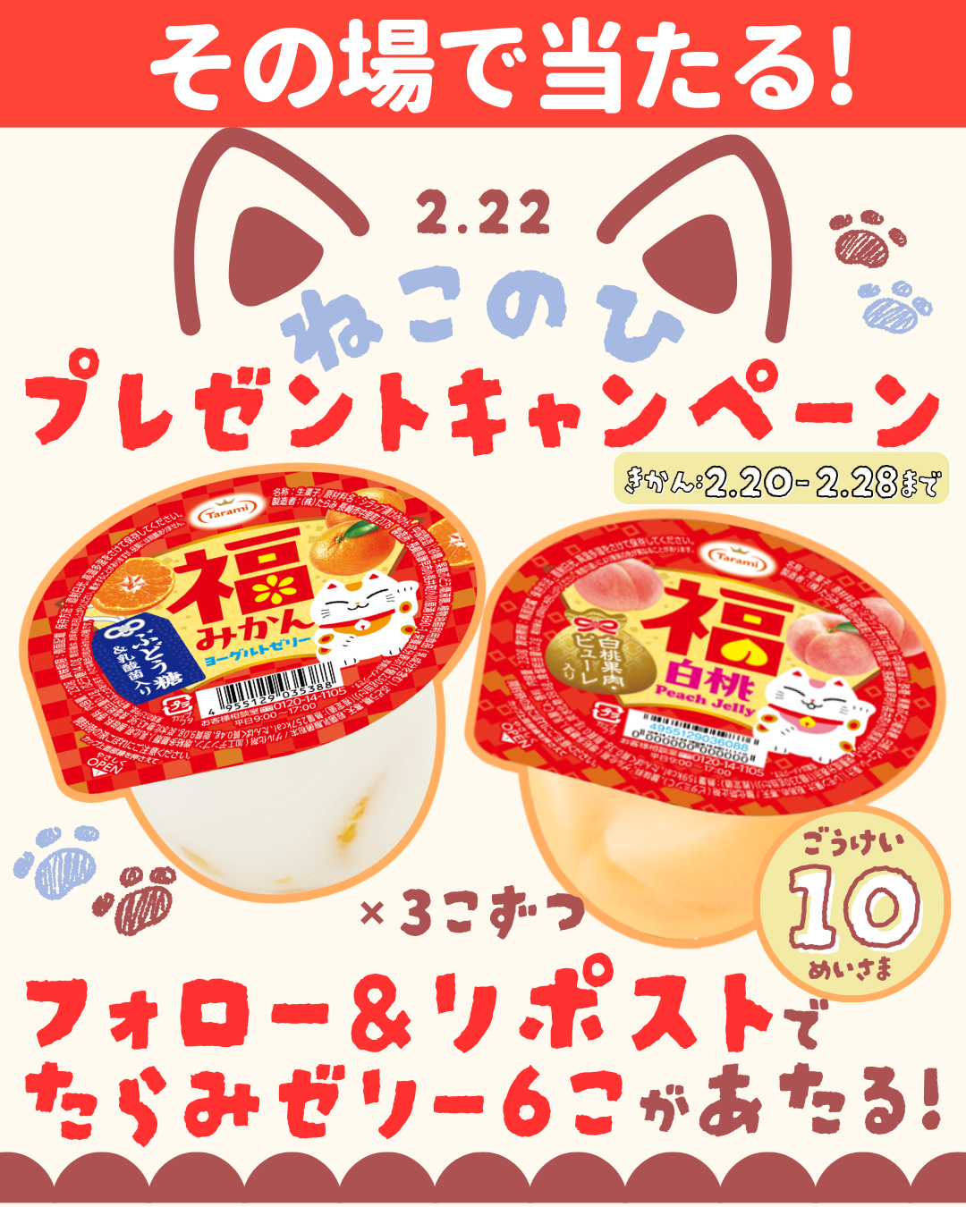 たらみゼリー6個詰合せ抽選キャンペーン