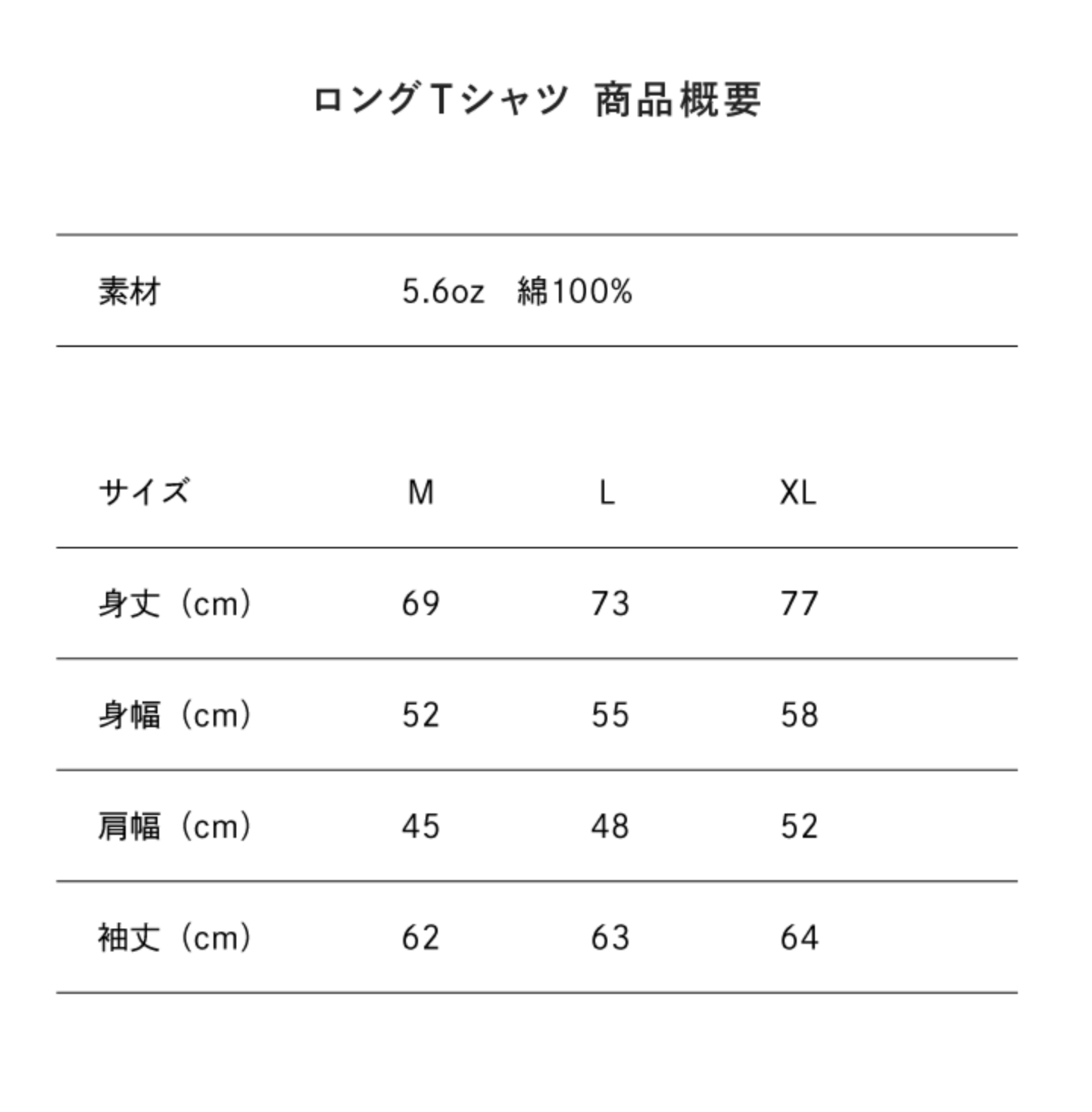 サイズ目安表