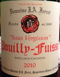 Dom. J. A. Ferret Pouilly Fuissé Sous Vergisson(ドメーヌ・フェレ プイイ・フュイッセ スー・ヴェルジソン)