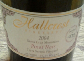 Hallcrest Santa Cruz Mountains Pinot Noir Terra Serena Vineyard(ホールクレスト サンタ・クルーズ・マウンテン ピノ・ノワール テッラ・セレーナ・ヴィンヤード)