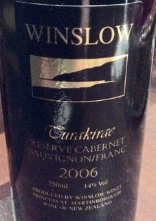 Winslow Turakirae Reserve Cabernet Sauvignon / Franc(ウィンスロー トゥラキラエ リザーヴ カベルネ・ソーヴィニヨン フラン)