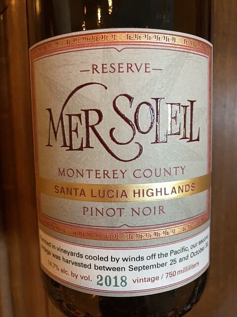 Mer Soleil Reserve Pinot Noir Santa Lucia Highlands(メール・ソレイユ リザーヴ ピノ・ノワール サンタ・ルチア・ハイランズ)