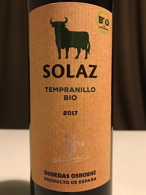 Bodegas Osborne Solaz Tempranillo Bio(オズボーン ソラス テンプラニーリョ ビオ)