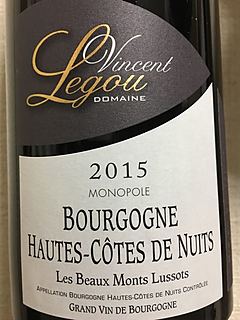 Vincent Legou Bourgogne Hautes Côtes de Nuits Les Beaux Monts Lussots Monopole(ヴァンサン・ルグー ブルゴーニュ・オート・コート・ド・ニュイ レ・ボー・モン・リュソ モノポール)