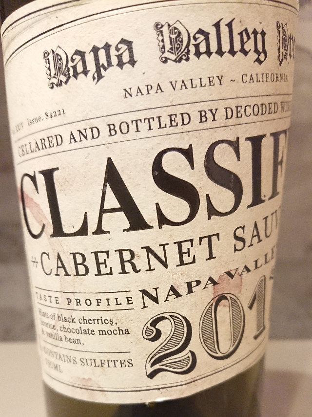 Classified Wine Conpany Cabernet Sauvignon Napa | Vinica