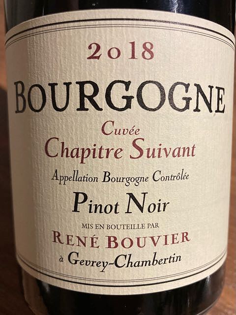 René Bouvier Bourgogne Pinot Noir Cuvée Chapitre Suivant(ルネ・ブーヴィエ ブルゴーニュ ピノ・ノワール キュヴェ・シャピトル・スーヴァン)