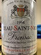 Ch. Saint Nicolas Fronsac(1998)