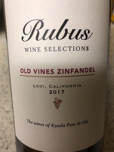 Rubus Wine Selections Old Vine Zinfandel Lodi