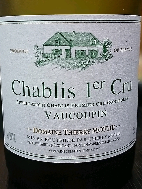 Dom. Thierry Mothe Chablis 1er Cru Vaucoupin(ドメーヌ・ティエリー・モット シャブリ プルミエ・クリュ ヴォークーパン)