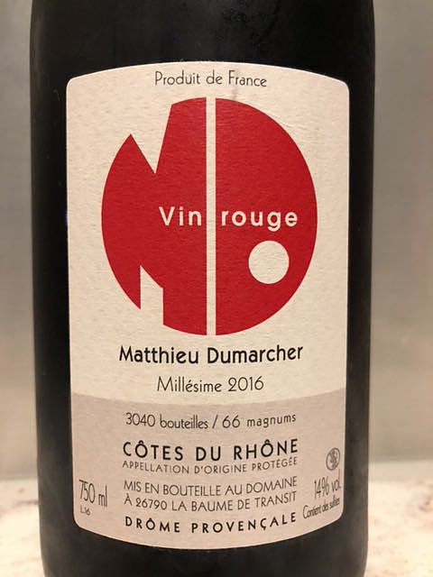 Matthieu Dumarcher Vin Rouge Côtes du Rhône