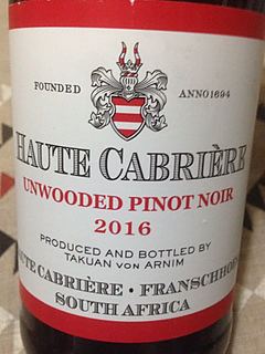 Haute Cabrière Unwooded Pinot Noir 2016