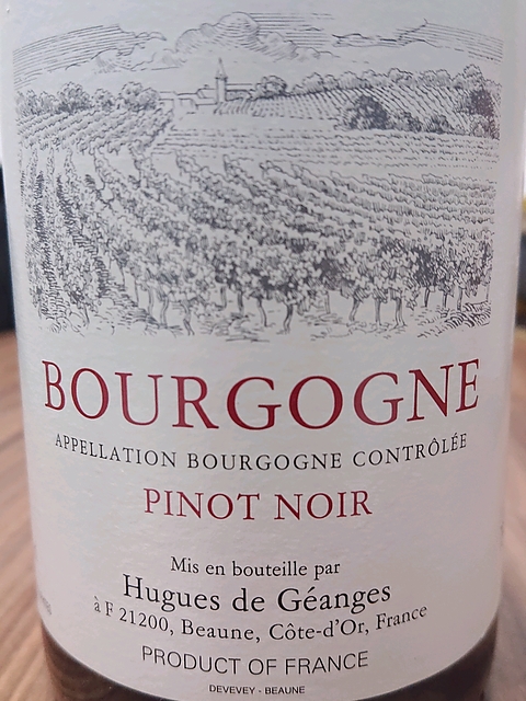 Hugues de Géanges Bourgogne Pinot Noir(ウグ・ド・ジェアンジェ ブルゴーニュ ピノ・ノワール)