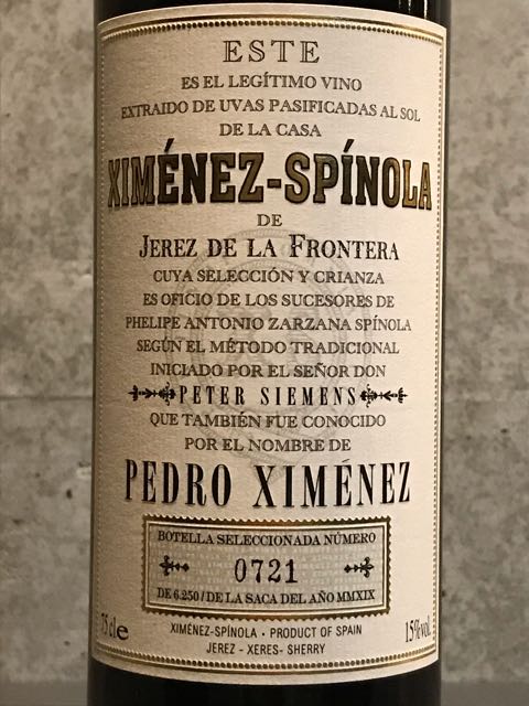 Ximénez Spínola Pedro Ximénez Solera 1918(ヒメネス・スピノラ