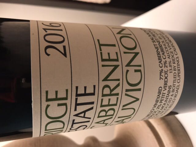 Ridge Estate Cabernet Sauvignon 2016(リッジ エステート