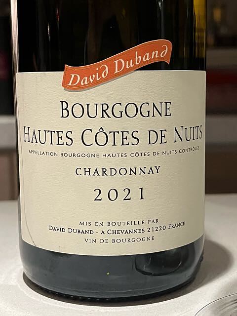 David Duband Bourgogne Hautes Côtes de Nuits Chardonnay