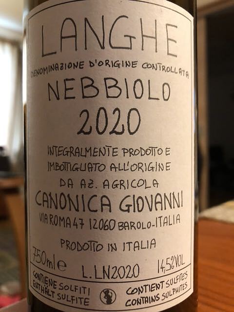 Giovanni Canonica Langhe Nebbiolo(ジョバンニ・カノニカ ランゲ・ネッビオーロ)