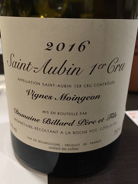 Dom. Billard Père et Fils Saint Aubin 1er Cru Vignes Moingeon