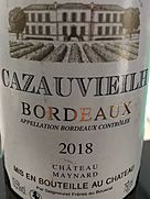 Cazauvieilh Bordeaux (Ch. Calendreau)(2018)