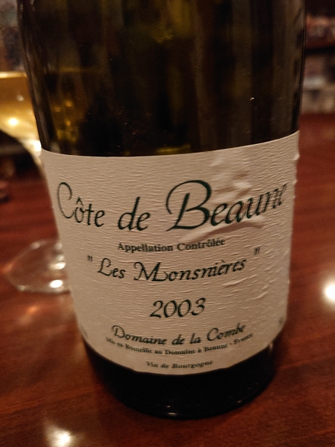 Dom. de la Combe Côte de Beaune Les Monsniéres Blanc(ドメーヌ・ド・ラ・コンブ コート・ド・ボーヌ レ・モンスニエール ブラン)