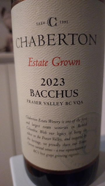 Chaberton Estate Grown Bacchus Fraser Valley 2023(シャバートン エステート・グロウン バッフース フレイザー・ヴァレー)