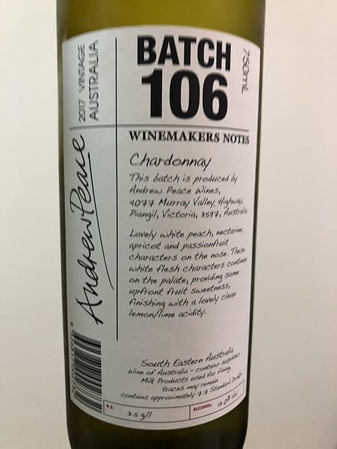 Winemakers Notes by Andrew Peace Batch 106(ワインメーカーズ・ノート・バイ・アンドリュー・ピース バッチ・106)