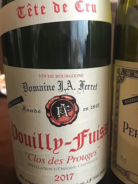 Dom. J. A. Ferret Pouilly Fuissé Clos des Prouges Tête de Cru(ドメーヌ・フェレ プイイ・フュイッセ クロ・デ・プルージェ テート・ド・クリュ)