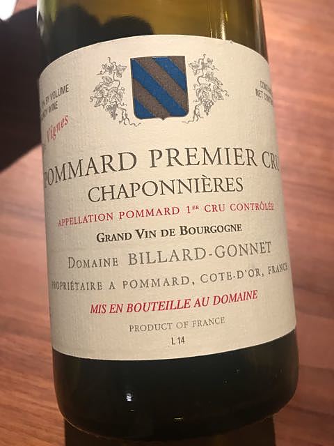 Dom. Billard Gonnet Pommard 1er Cru Chaponnières(ドメーヌ・ビラール・ゴネ ポマール プルミエ・クリュ シャポニエール)