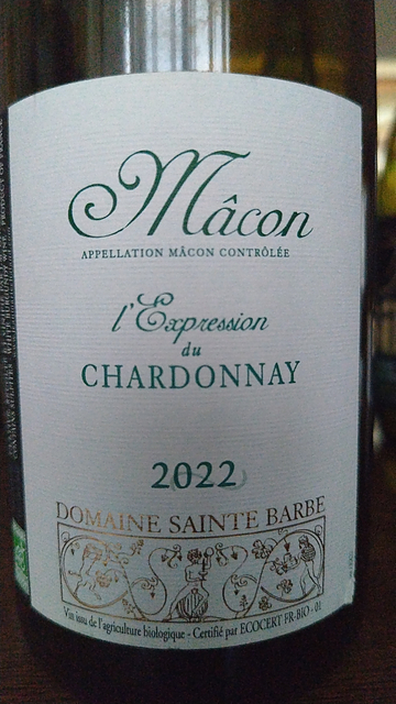 Dom. Sainte Barbe Mâcon l'Expression du Chardonnay(ドメーヌ・サント・バルブ マコン レクスプレッション・デュ・シャルドネ)