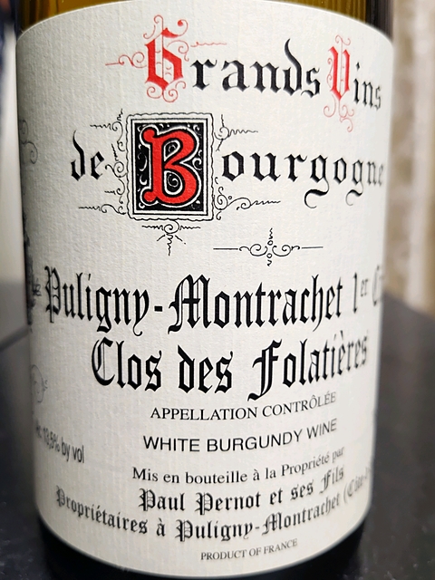 Paul Pernot et Ses Fils Puligny Montrachet 1er Cru Clos des Folatières