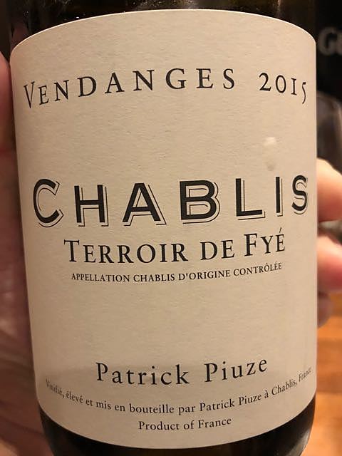 Patrick Piuze Chablis Terroir de Fyé