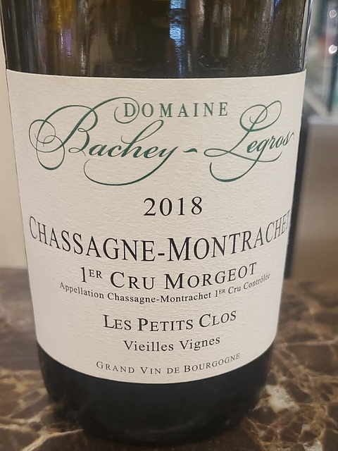 Dom. Bachey Legros Chassagne Montrachet 1er Cru Morgeot Les Petits Clos Vieilles Vignes(ドメーヌ・バシェ・ルグロ シャサーニュ・モンラッシェ プルミエ・クリュ モルジョ ル・プティ・クロ ヴィエイユ・ヴィーニュ)