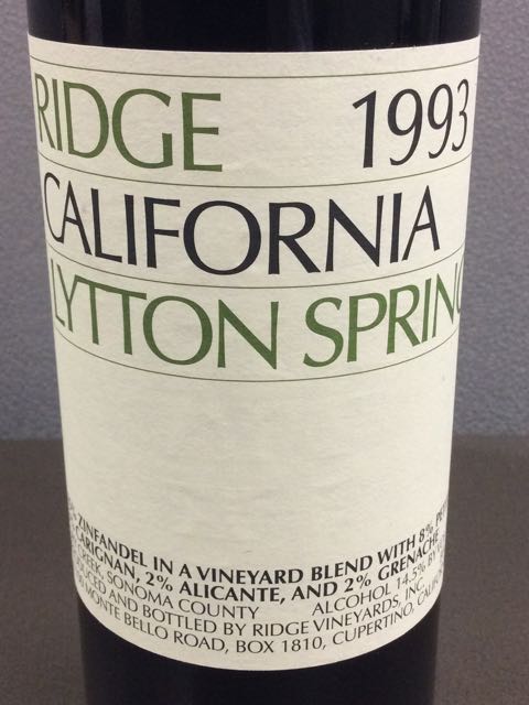 Ridge Lytton Springs 1993(リッジ リットン・スプリングス