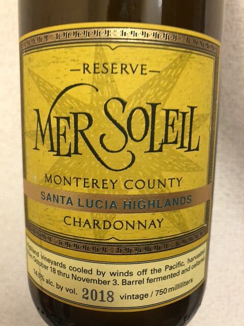 Mer Soleil Reserve Chardonnay Santa Lucia Highlands(メール・ソレイユ リザーヴ シャルドネ サンタ・ルチア・ハイランズ)