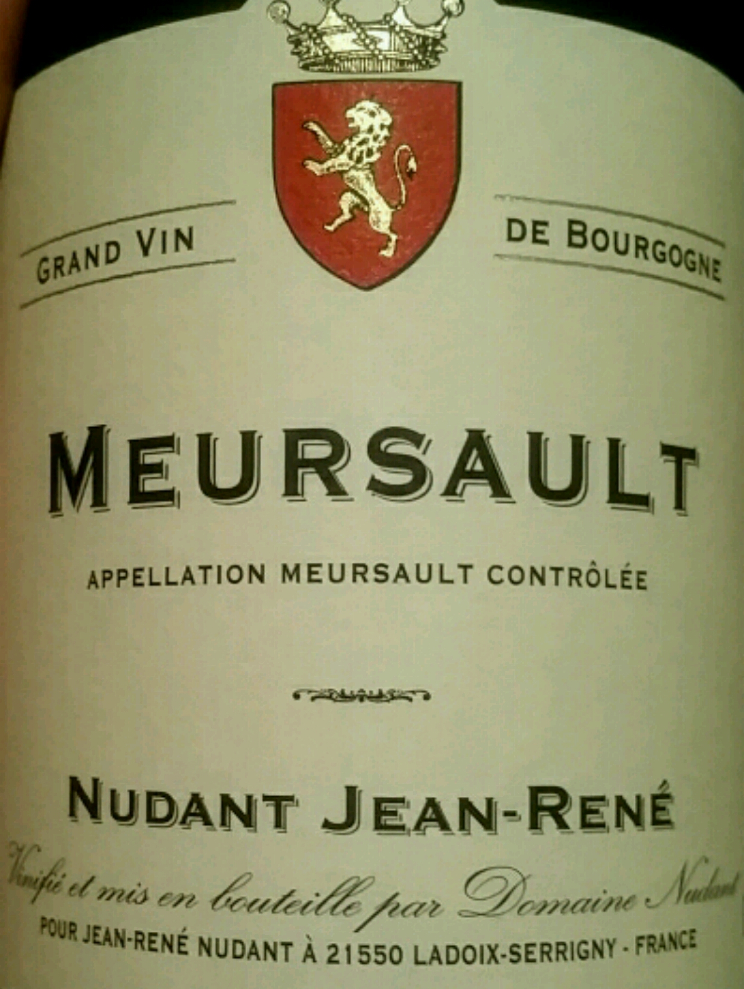 ムルソー 2021 Nudant Jean-René 750ml Nudant Jean René Meursault(ニュダン・ジャン・ルネ ムルソー