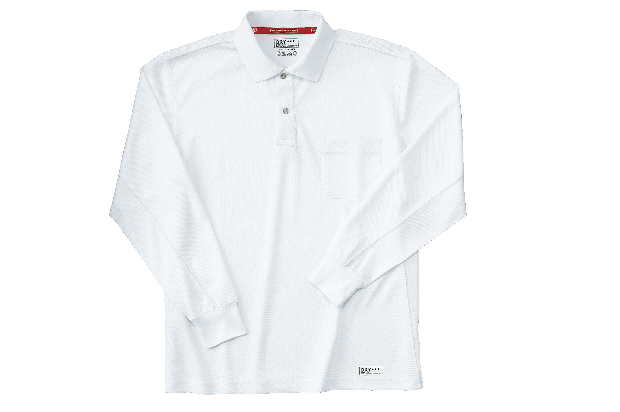 長袖ポロシャツ ディンプルメッシュ ／ 225－1 L ホワイト | 商品 