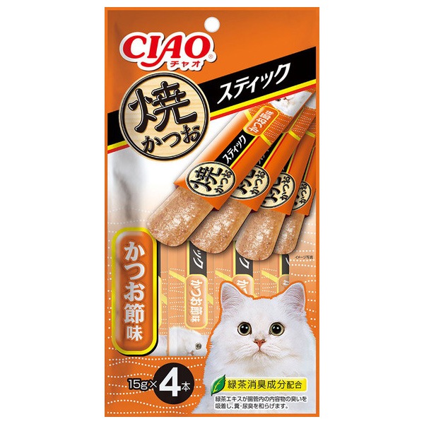 いなばペットフード CIAO 焼かつおスティック かつお節味 15g×4本
