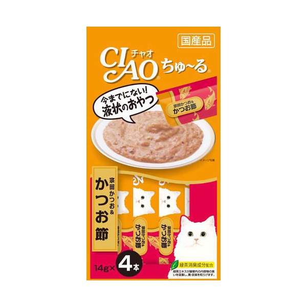 いなばペットフード CIAO ちゅ〜る 宗田かつお&かつお節 14g×4本 国産品