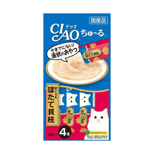 いなばペットフード CIAO ちゅ〜る まぐろ&ほたて貝柱 14g×4本 国産品