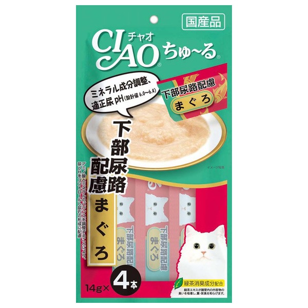 いなばペットフード CIAO ちゅ〜る 下部尿路配慮 まぐろ 14g×4本 国産品