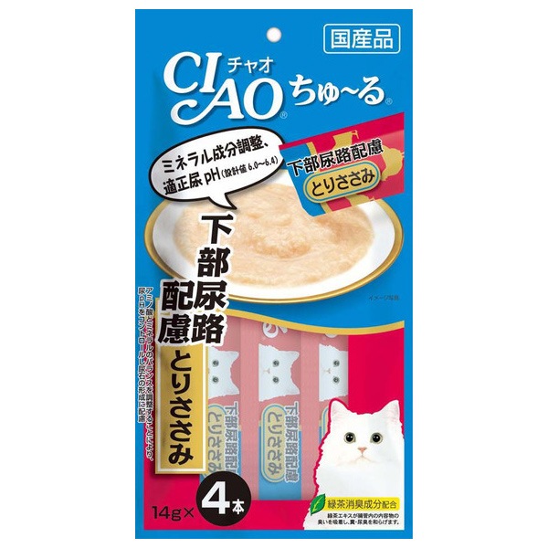 いなばペットフード CIAO ちゅ〜る 下部尿路配慮 とりささみ 14g×4本 国産品