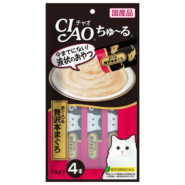 いなばペットフード CIAO ちゅ〜る まぐろ&贅沢本まぐろ 14g×4本 国産品