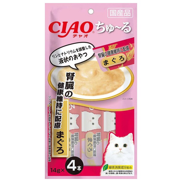 いなばペットフード CIAO ちゅ〜る 腎臓の健康維持に配慮 まぐろ 14g×4本 国産品