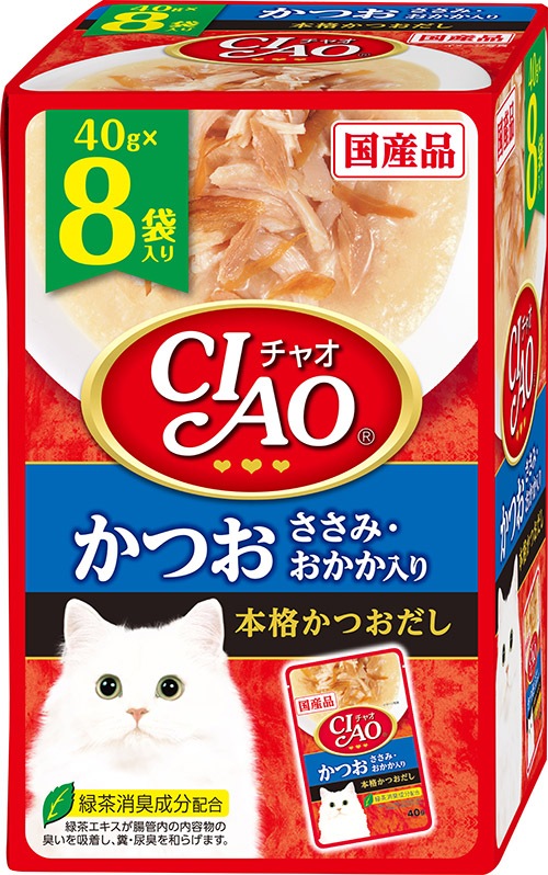 いなばペットフード CIAO パウチ かつお ささみ・おかか入り 40g×8袋
